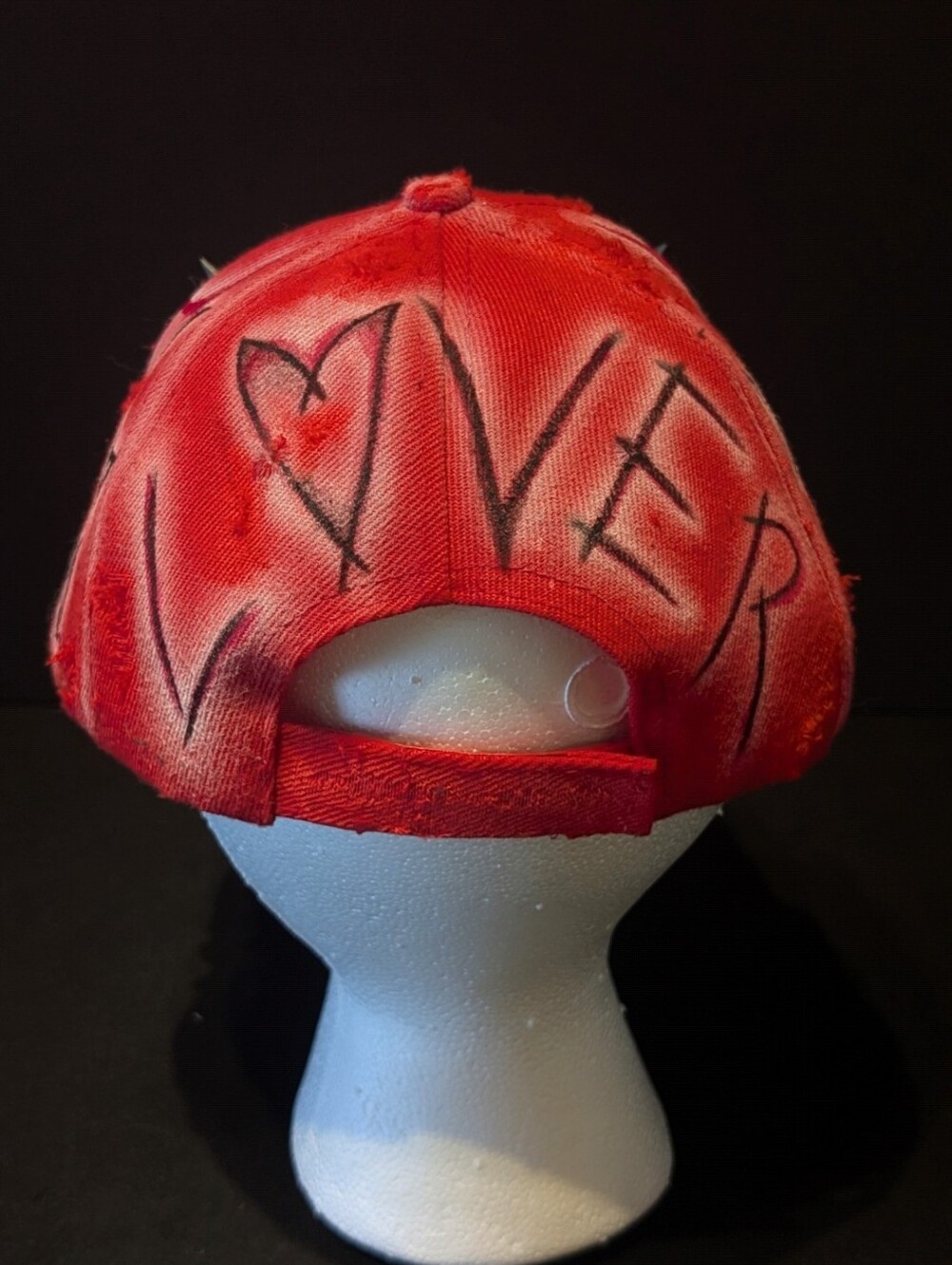 Hand painted, Upcycled Studded Chain Cap - Picture 3 of 3